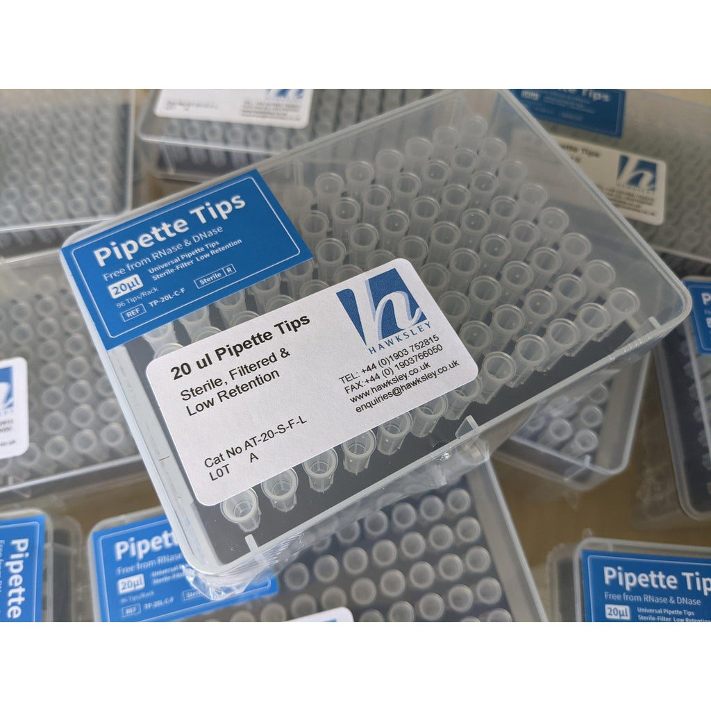 pack of lab sterile, filtered and low retention pipette tip 